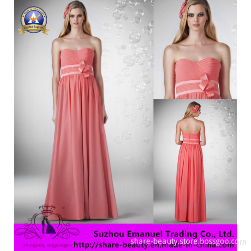 High Quality Pink Chiffon Bridesmaid Dresses 2014 New Floor Length Pleats Sash Fashion